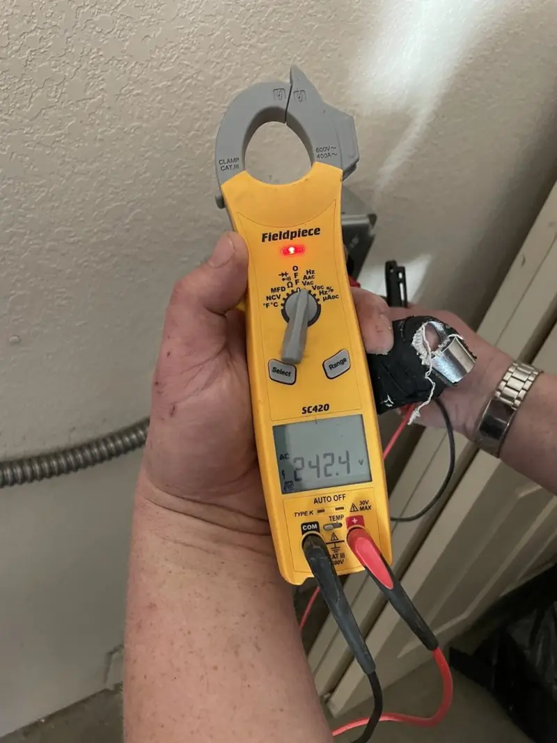 Voltage testing with clamp meter during Hot Tub / Pool Electrical Wiring in Cottonwood Heights